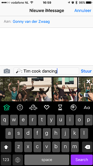 Giphy Keys met Tim Cook op de iPhone.