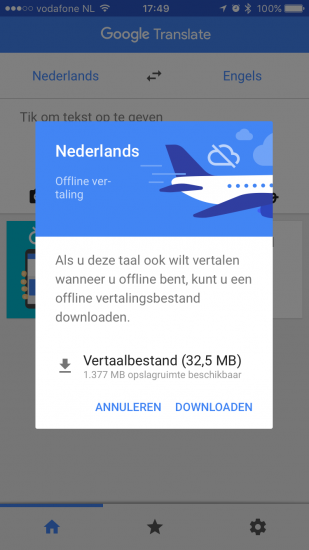 Vertaalbestand downloaden voor offline vertalen met Google Translate.