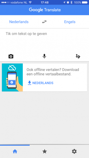 Google Translate met offline vertalen vereist een vertaalbestand.