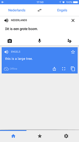 Offline vertaling in Google Translate op de iPhone.