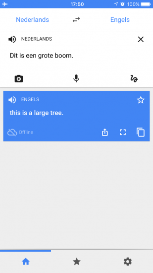 Offline vertaling in Google Translate op de iPhone.