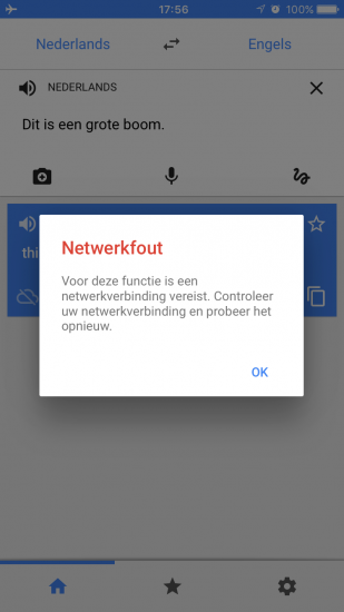 Netwerkfout voor offline vertaling laten uitspreken in Google Translate.