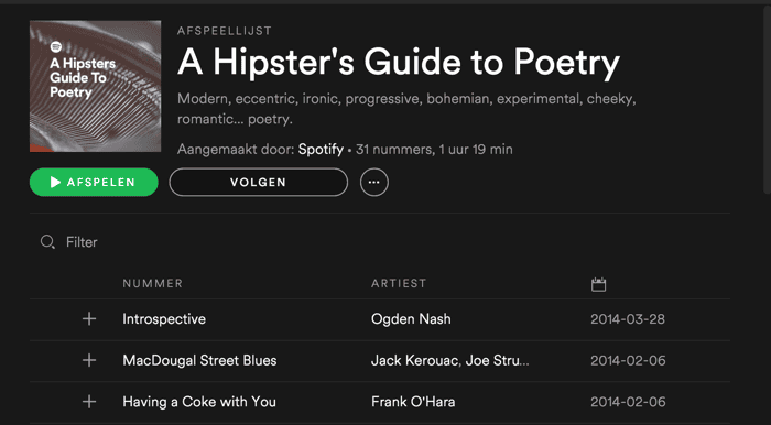 Spotify: Hipster's Guide to Poetry