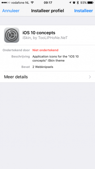 Een profiel installeren van iSkin voor het aanpassen van icoontjes.
