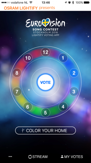 Lightify@ESC voor het Eurovisie Songfestival op de iPhone.