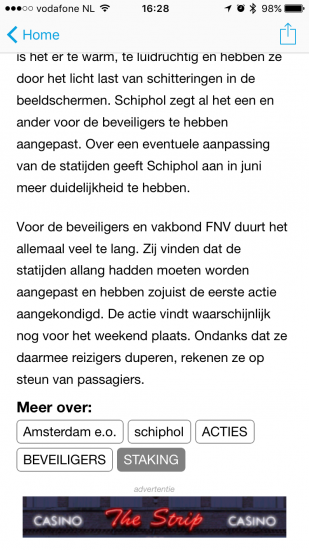 Onderwerpen volgen in RTV-NH app op de iPhone.