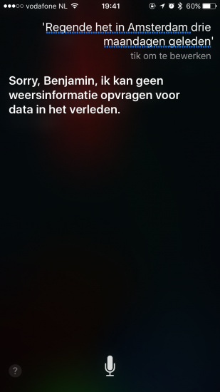 Weersinformatie uit het verleden ophalen met Siri.