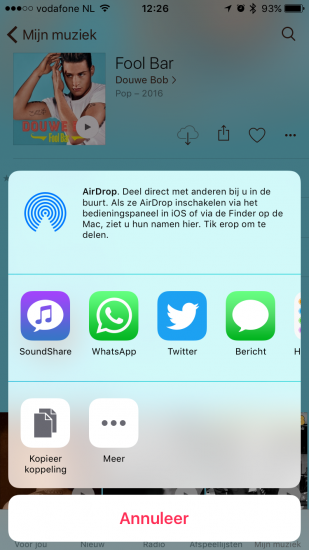 Apple Music-muziek delen via SoundShare op de iPhone.