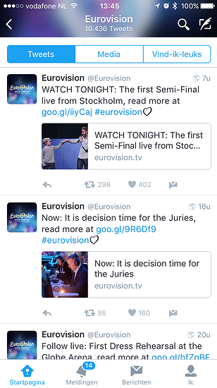 Eurovisie Songfestival op Twitter.
