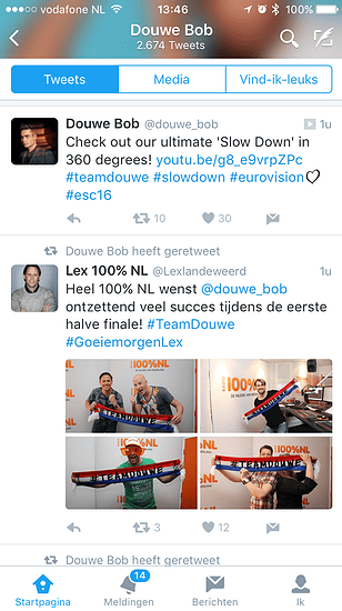 Twitter met Eurovisie Songfestival Douwe Bob.