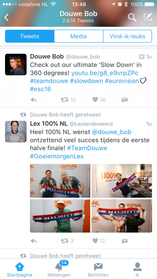 Twitter met Eurovisie Songfestival Douwe Bob.