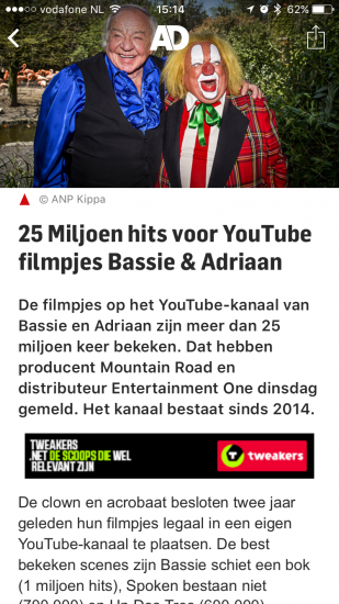 Een artikel in de nieuwe AD-app.