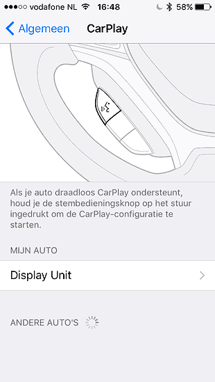 Auto-instelling in CarPlay.