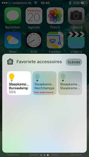 Home in iOS 10 met Bedieningspaneel.