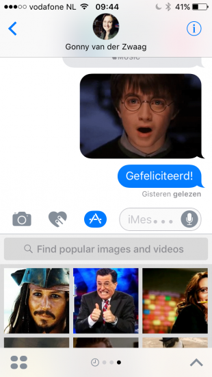 Afbeeldingen zoeken en sturen in iMessage in iOS 10.