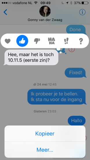 Reageren op een bericht in iMessage in iOS 10.