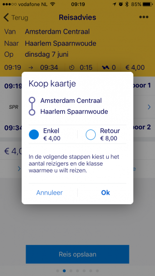 NS Reisplanner Xtra laat je nu een kaartje kopen.