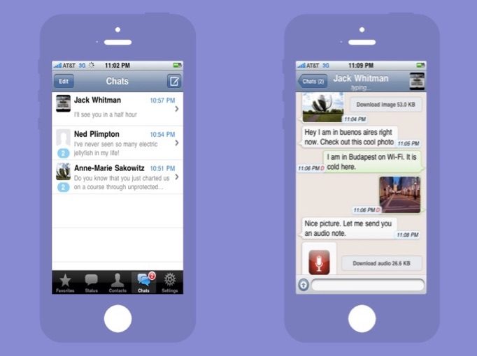 WhatsApp voor de iPhone in 2010.
