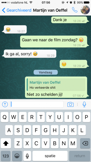 Antwoord op een bericht met een quote in WhatsApp.