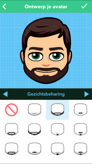 Snapchat - Bitmoji - Ontwerp je avatar - gezichtsbeharing