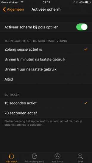 watchOS 3: activeer scherm