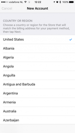 United States kiezen voor een nieuwe Apple ID.