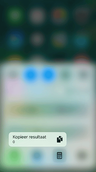 Bedieningspaneel in iOS 10 met 3D Touch op Rekenmachine.