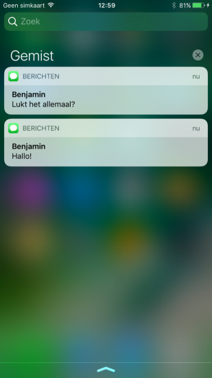 Berichtencentrum in iOS 10.