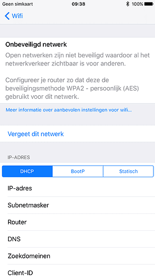 Beveiligingsadvies bij onbeveiligde Wi-Fi-netwerken in iOS 10.