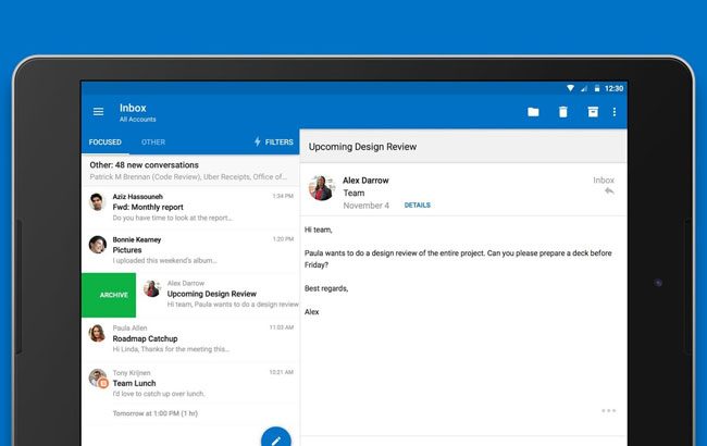 Microsoft Outlook op iPad