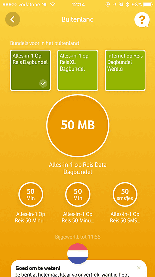Buitenland in de vernieuwde My Vodafone-app.