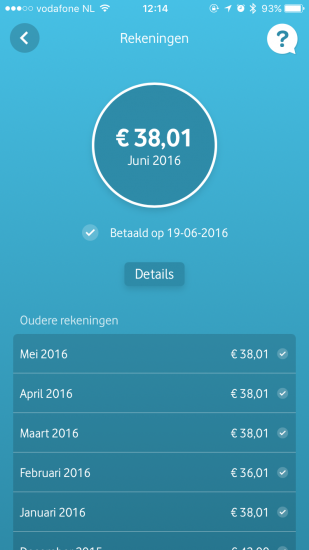 Rekeningen in de vernieuwde My Vodafone-app.