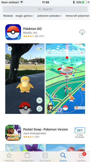 Pokémon Go in de App Store.