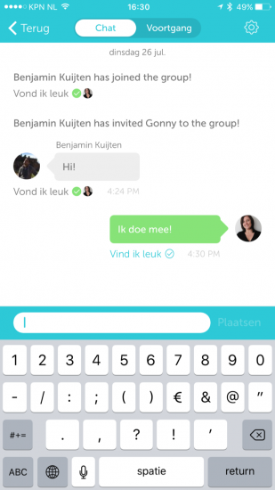 Chat in Runkeeper Rengroepen.