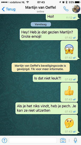 WhatsApp heeft grote emoji.