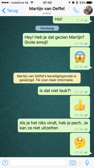 WhatsApp heeft grote emoji.