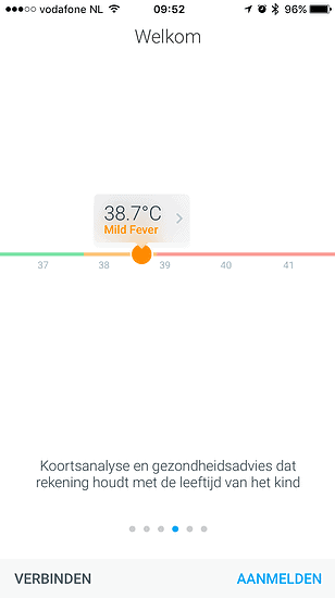 Withings Thermo-app met analyse van je temperatuur.