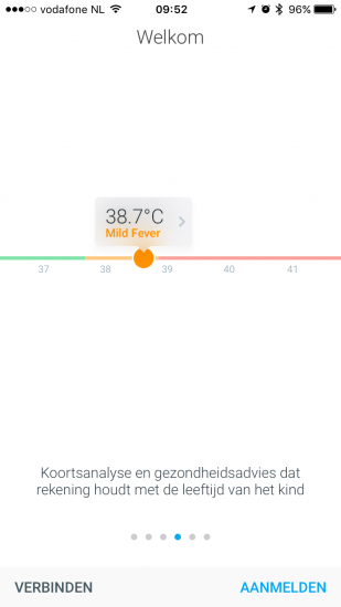 Withings Thermo-app met analyse van je temperatuur.