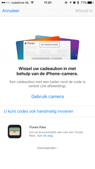 Code inwisselen in App Store.