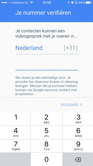 Duo van Google werkt met je telefoonnummer.