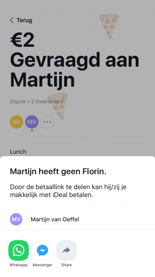 Een betaalverzoek in Florin.