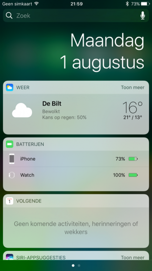 Datum boven Berichtencentrum in iOS 10 beta 4.