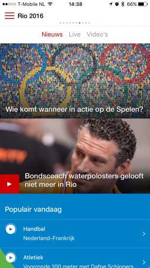 Voorpagina NOS met Olympische Spelen.