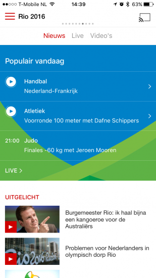 Populair in NOS-app met Olympische Spelen.