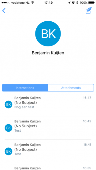 Polymail zet mails van een contact bij elkaar.