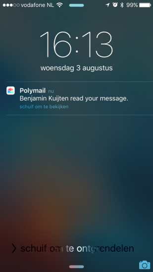 Melding van een gelezen mail in Polymail.