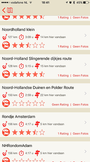 Lijst van routes in Scenic.