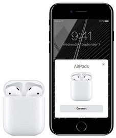AirPods in de speciale case naast de iPhone