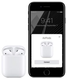 AirPods in de speciale case naast de iPhone