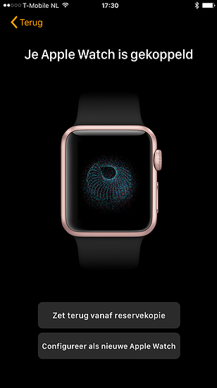 Apple Watch koppelen met reservekopie.